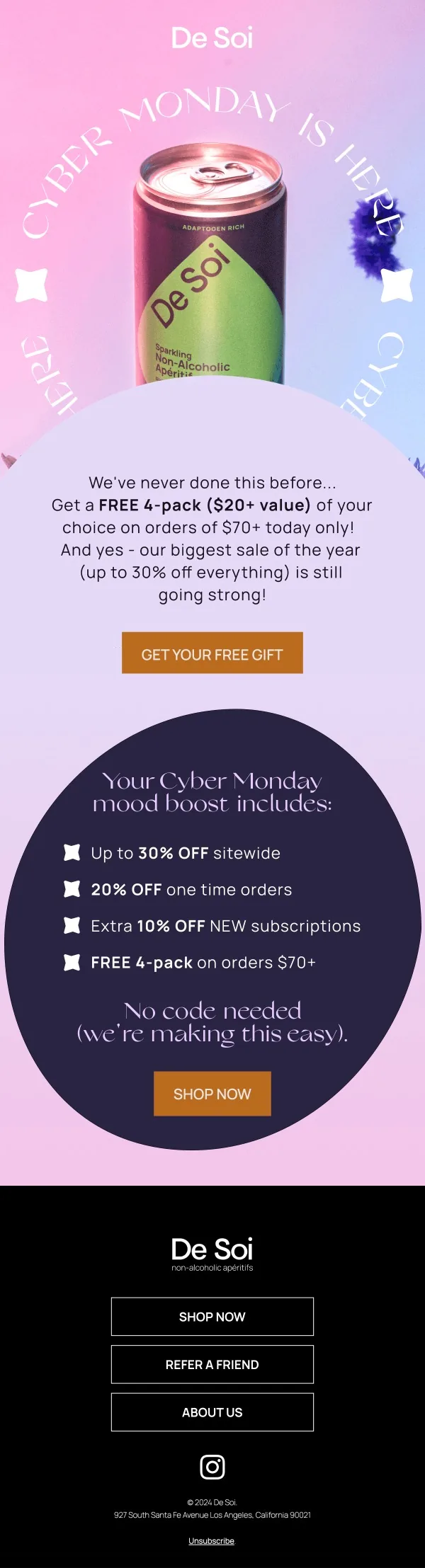 De Soi Cyber Monday email campaign